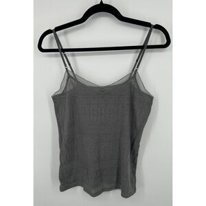 Vintage American Eagle Womens Gray Cami Tank Top Lace Trim Size M